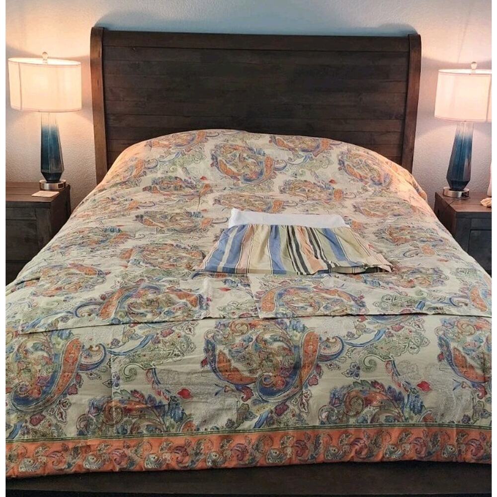Vintage Chaps Ralph Lauren Coral Sands Queen Comforter Dust Ruffle Shams - Picture 2 of 15